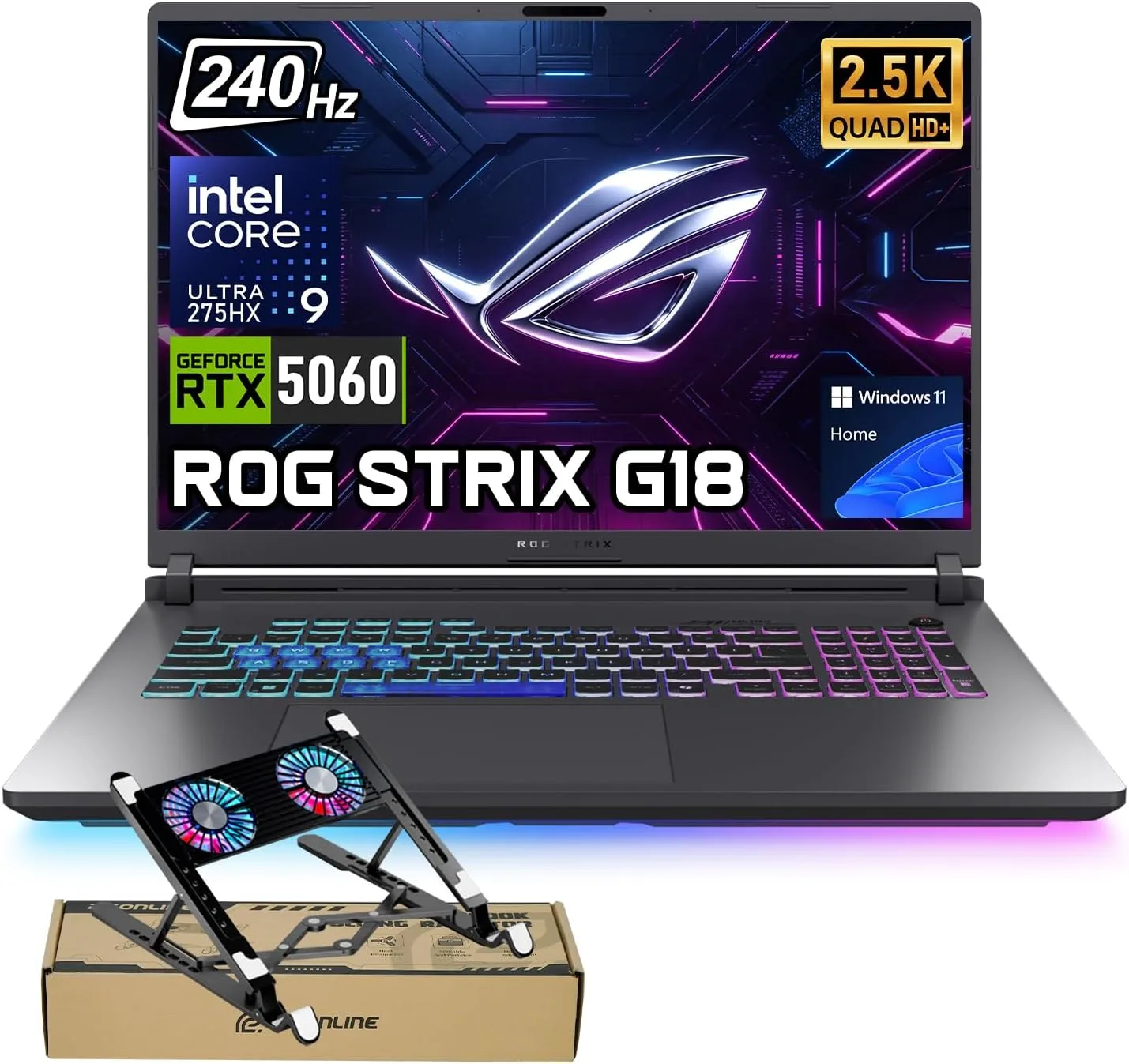ASUS ROG Strix SCAR 18 con RTX 5090 Laptop de 24 GB GDDR7, Intel Core Ultra 9 275HX y pantalla Mini LED de 18 pulgadas: el portatil de referencia para IA en 2026. Fuente: imagen de producto de Amazon.es