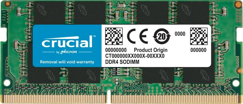 Modulo de memoria Crucial DDR4 de 16 GB en formato SODIMM para ampliar mini PC y portatiles hasta 32 GB. Fuente: imagen de producto de Amazon.es