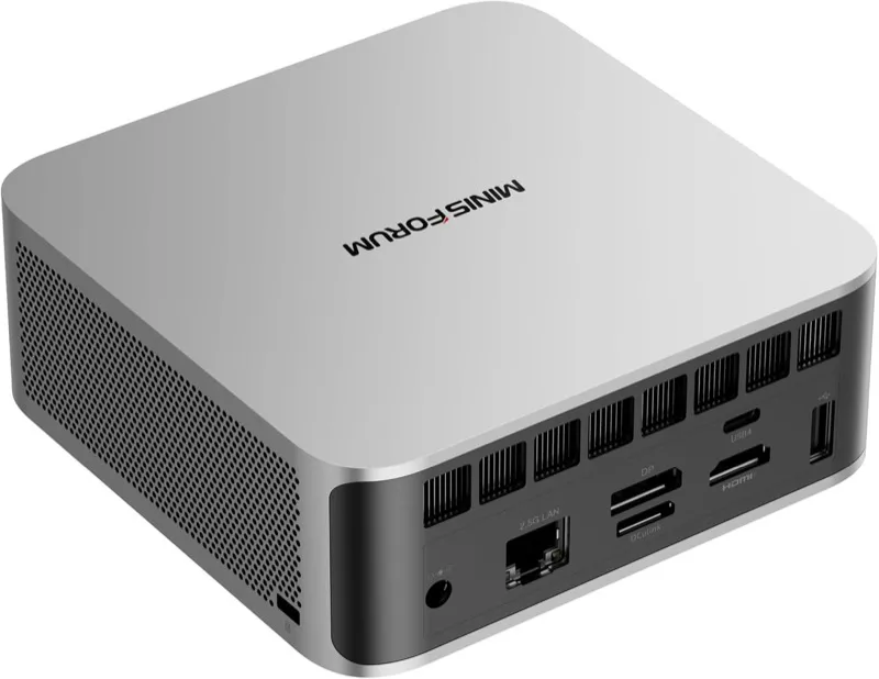 Mini PC MINISFORUM AI X1-255 con Ryzen AI 7 255, 32 GB de DDR5 y salida OCuLink para GPU externa. Fuente: imagen de producto de Amazon.es