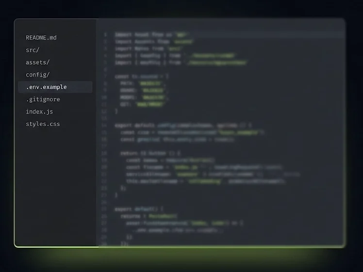 Editor de código mostrando el árbol de ficheros del repositorio plantilla
